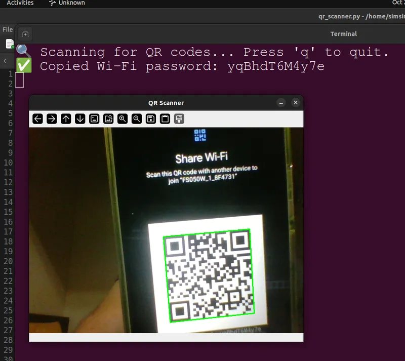 Desktop QR Wi-Fi scanner camera window from the repository.